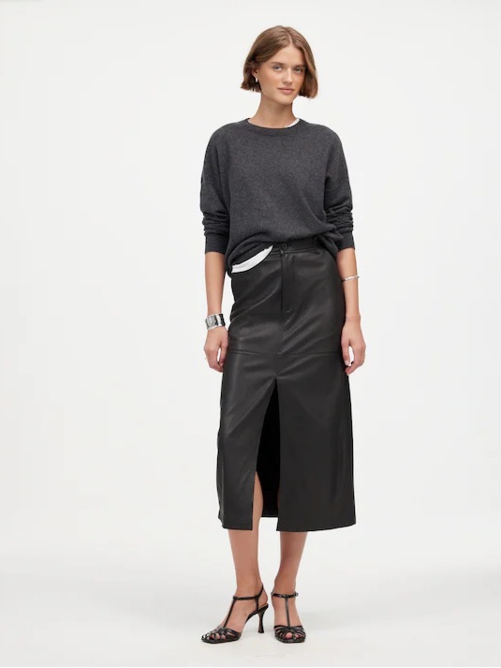 Madewell Leather Midi Skirt